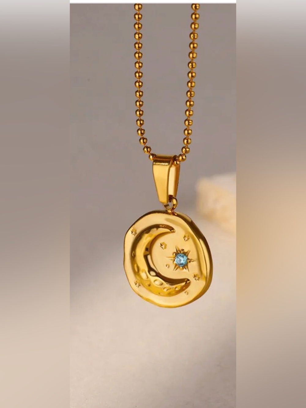 Gold Crescent Moon Pendant Necklace